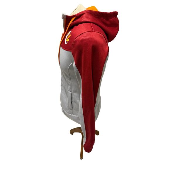 Women’s Running Man Alanic Full Zip Hoodie Red Gray Turkey Tracks Oklahoma City - Picture 4 of 8